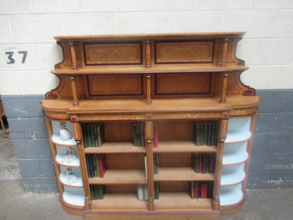 Victorian Ash and mahogany   open bookcase View II