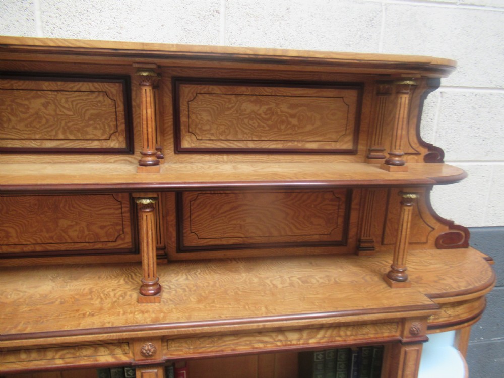 Victorian Ash and mahogany   open bookcase View IX