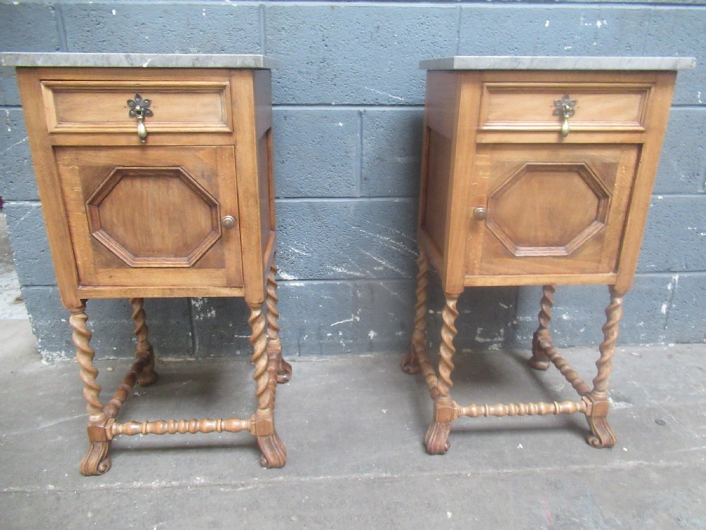 Pair of 1920s beech wood    bed side cabinets View II