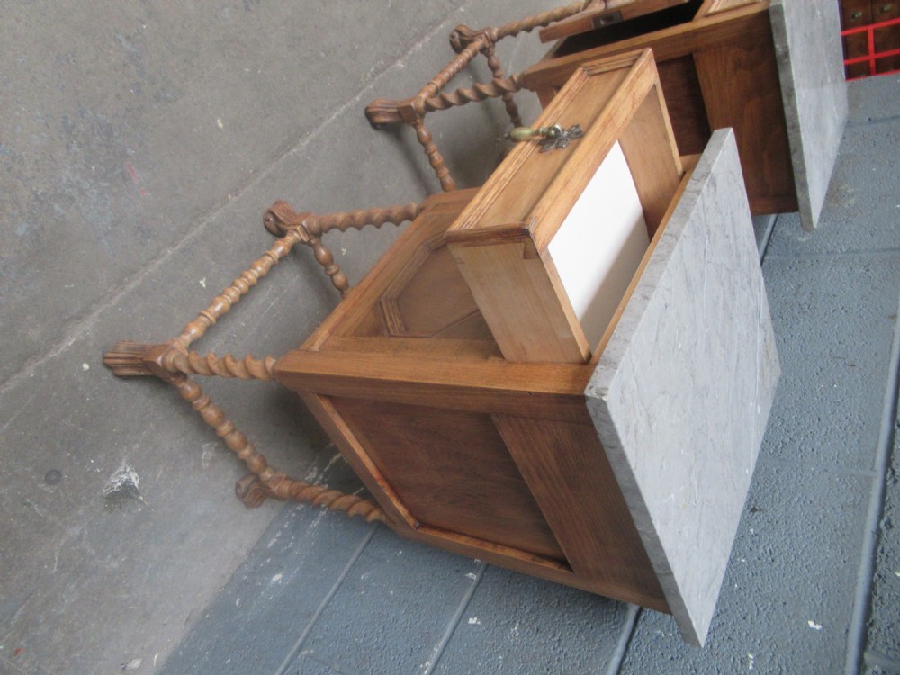 Pair of 1920s beech wood    bed side cabinets View XIII