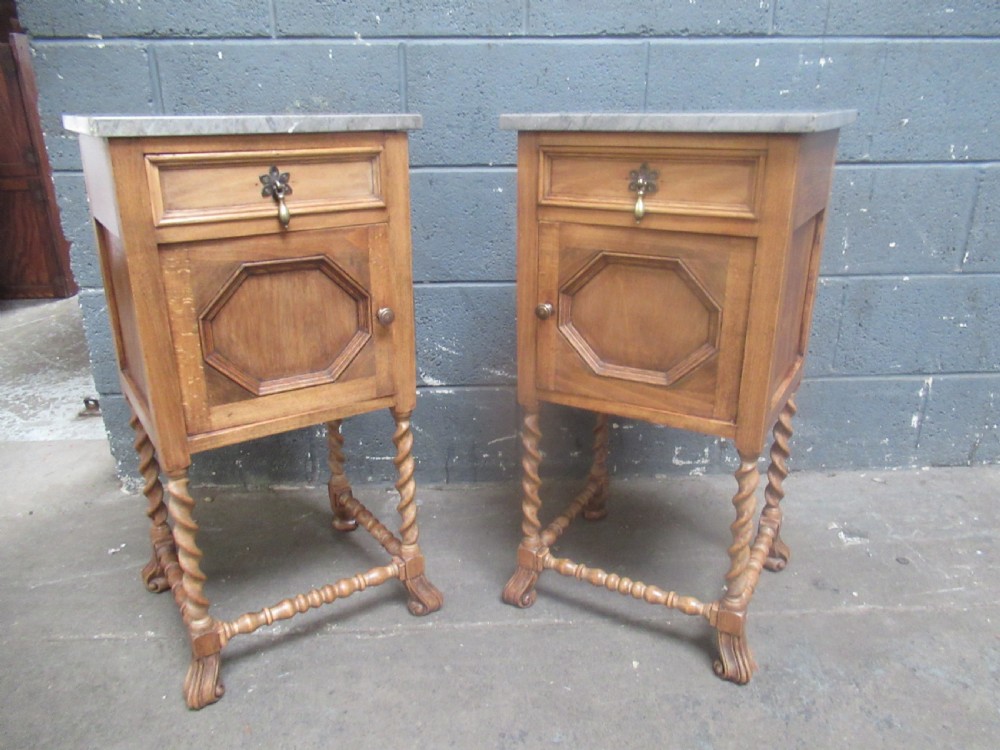 Pair of 1920s beech wood    bed side cabinets View XVII