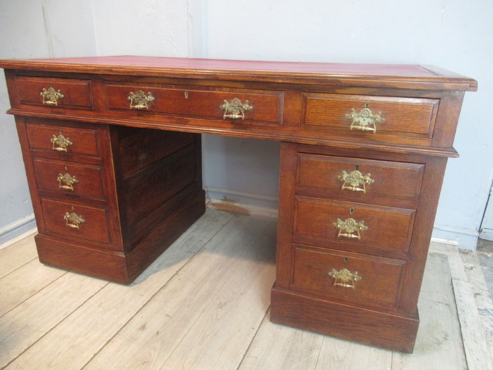 Late Victorian period oak knee hole desk View II