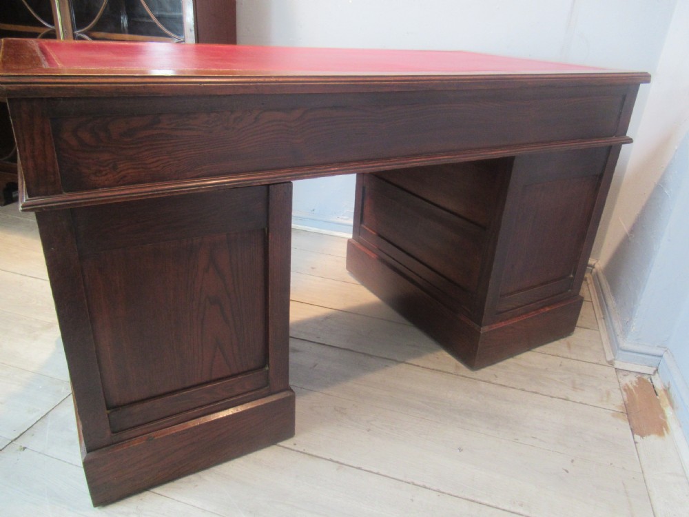 Late Victorian period oak knee hole desk View VIII