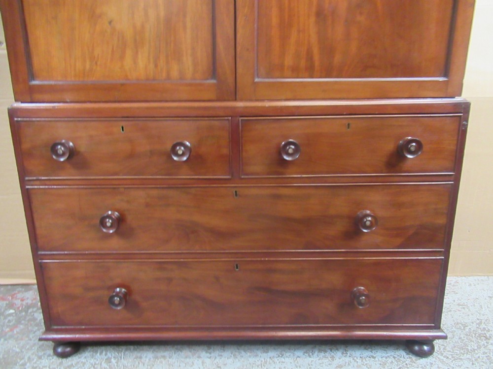 19th century  mahogany press type linen wardrobe  View VII