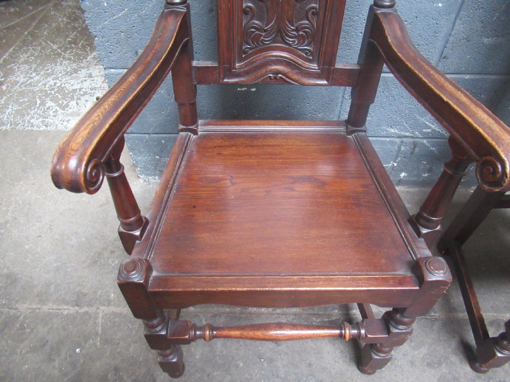 Set of eight  late Victorian oak dining chairs View VII