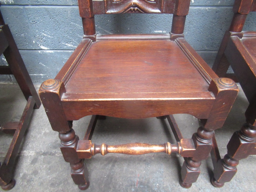 Set of eight  late Victorian oak dining chairs View VIII