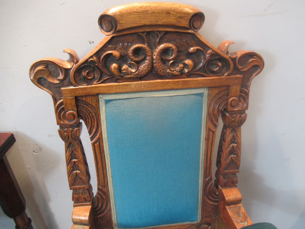 Pair of light oak late Victorian    arm chairs View III