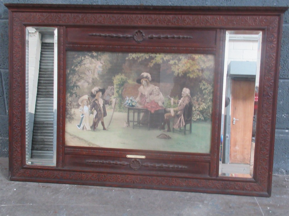 Oak wall mirror  over mantle.
