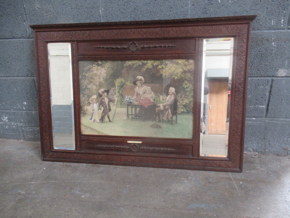 Oak wall mirror  over mantle. View II