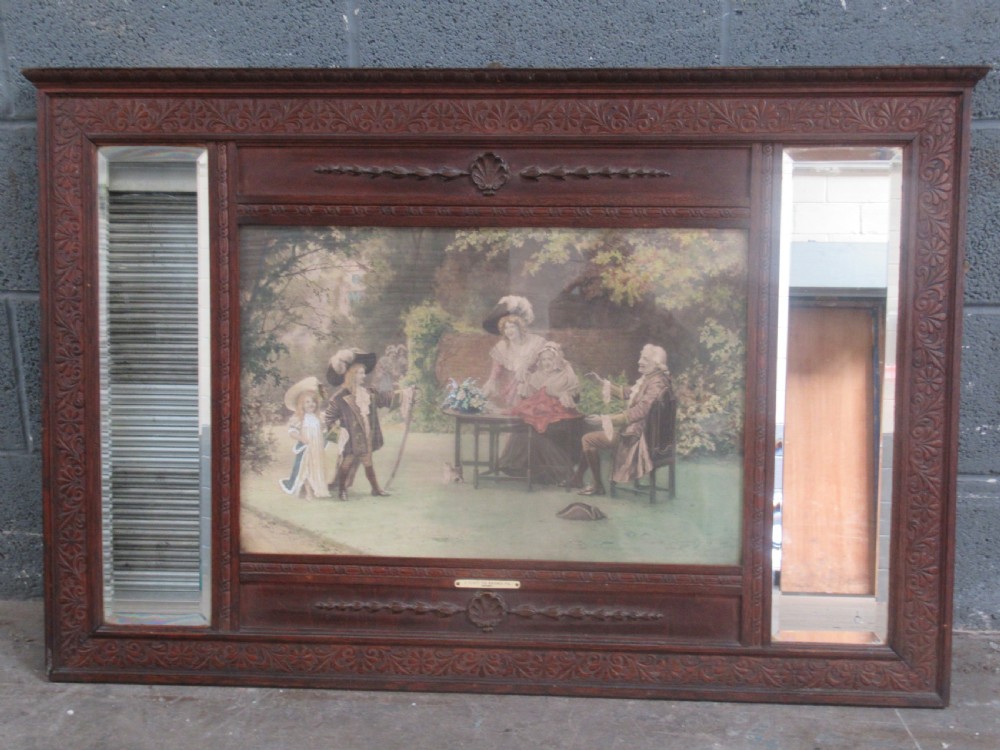 Oak wall mirror  over mantle. View VIII