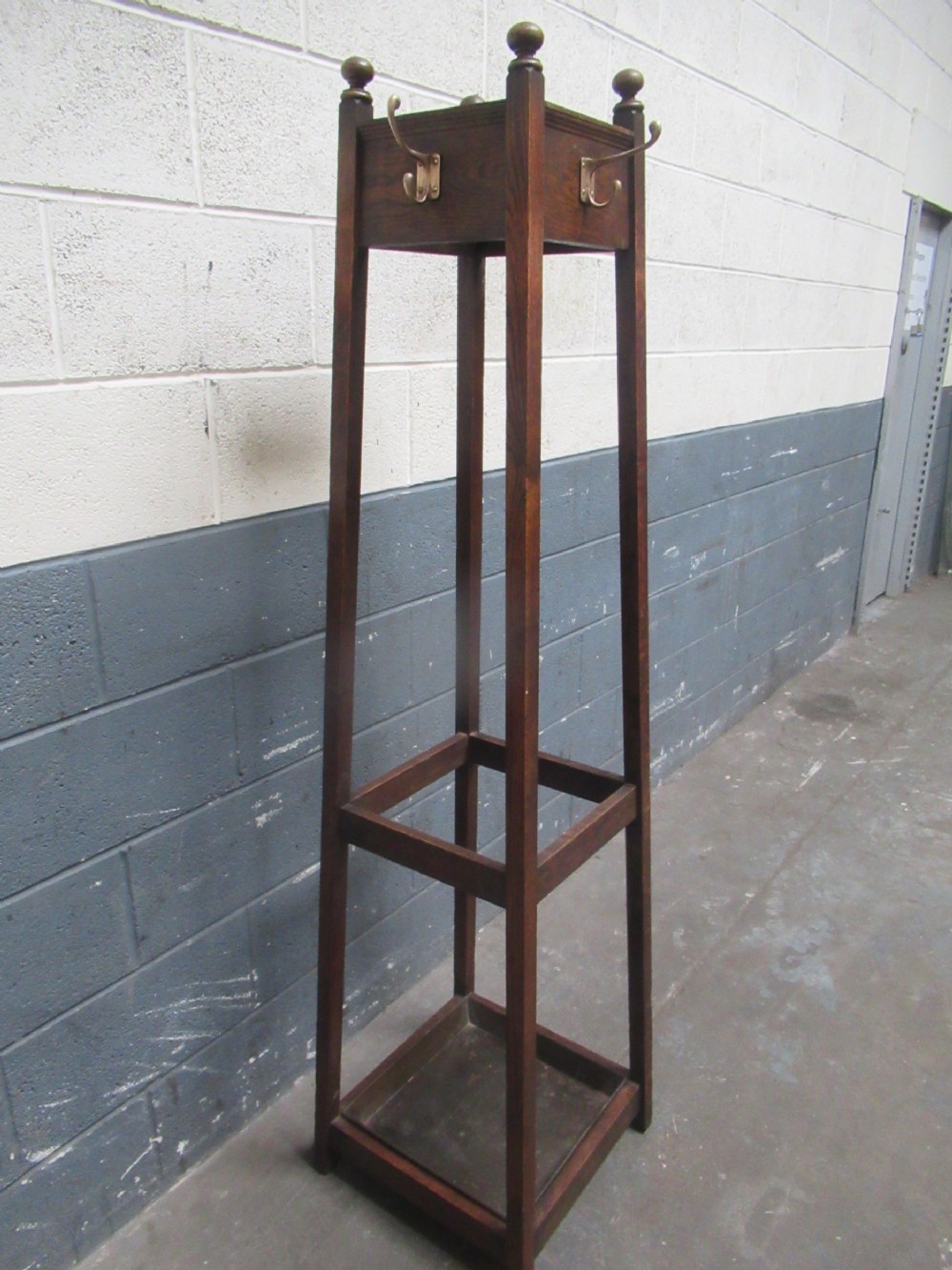 Oak   1930s    hall  stand  for hats and coats