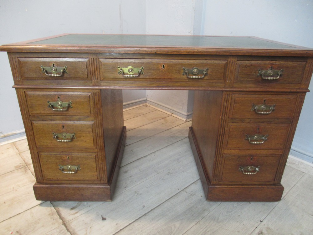 Edwardian  period oak knee hole desk View III