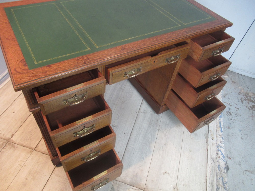 Edwardian  period oak knee hole desk View VI