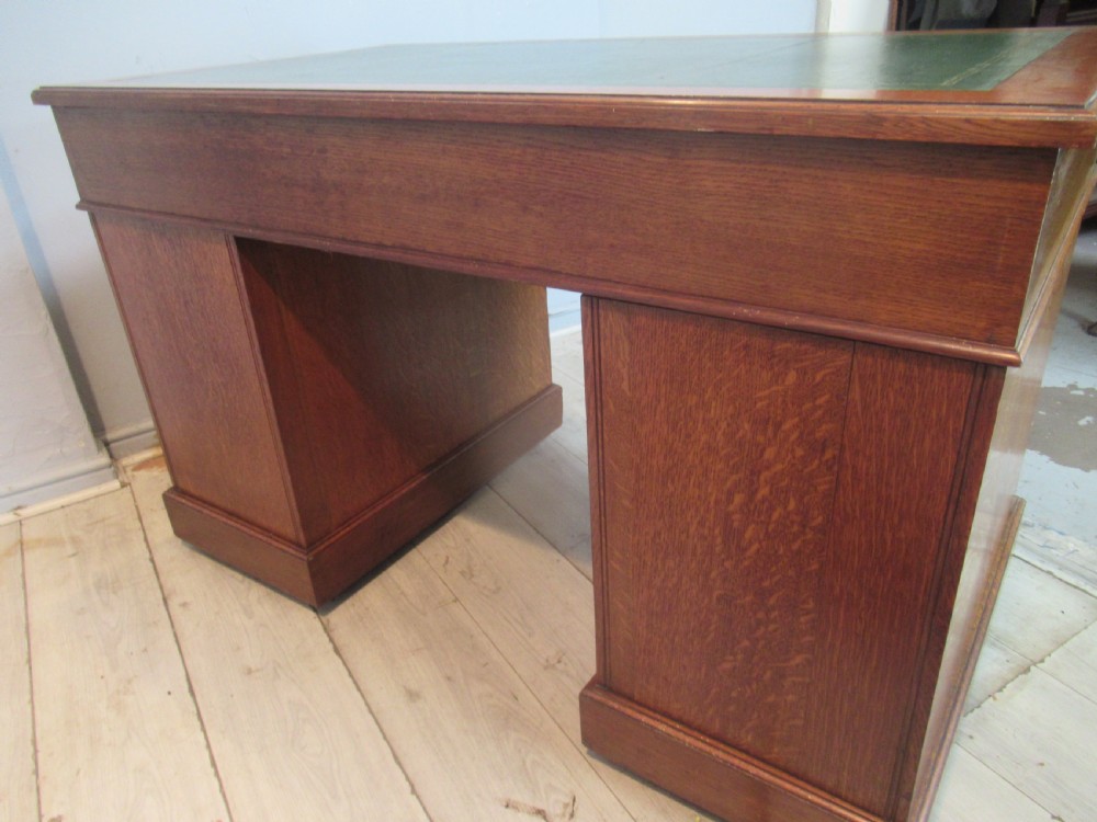 Edwardian  period oak knee hole desk View VIII
