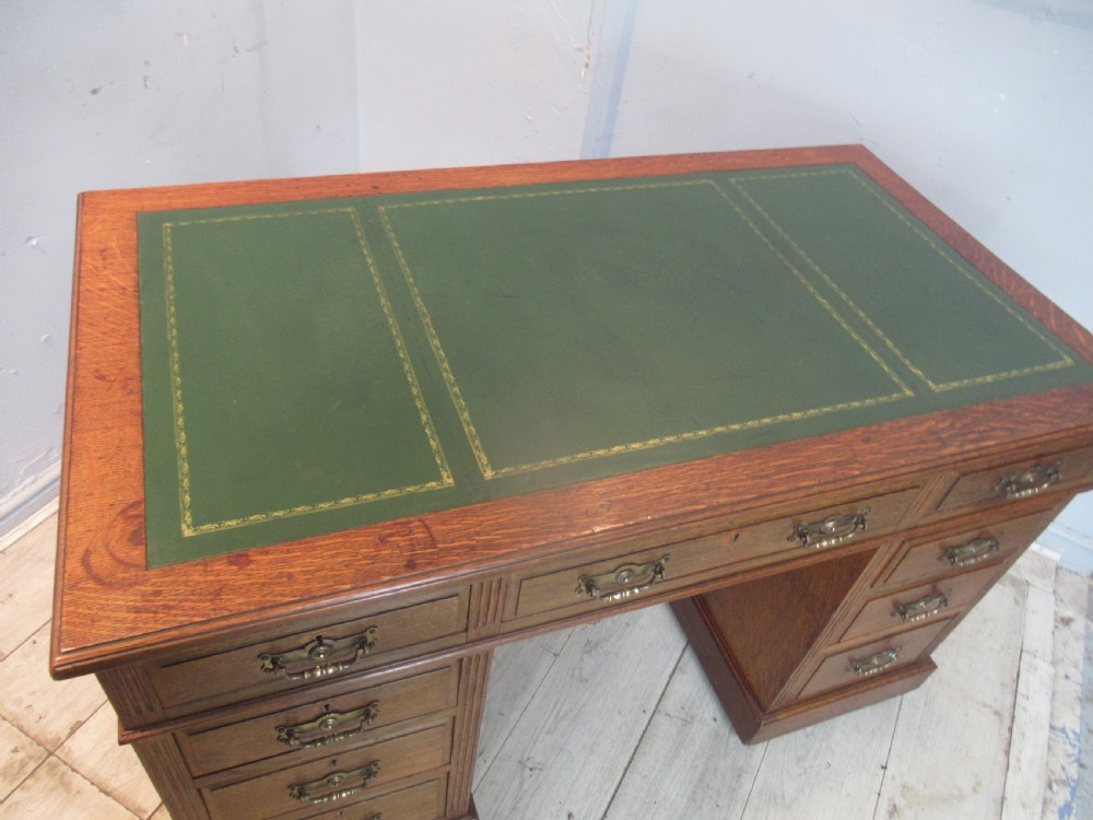 Edwardian  period oak knee hole desk View IX