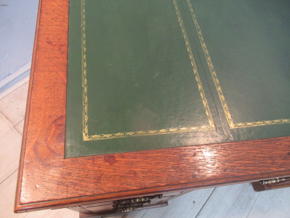 Edwardian  period oak knee hole desk View X