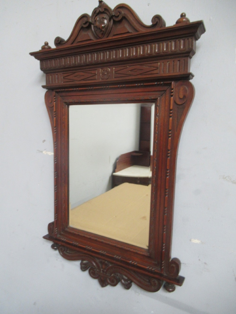 Late Victorian mahogany   wall mirror