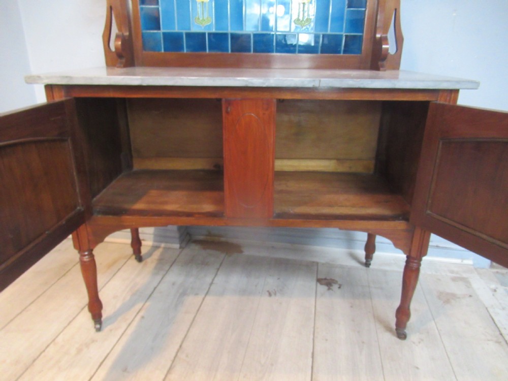 Marble and tile back washstand   1900s. View VII