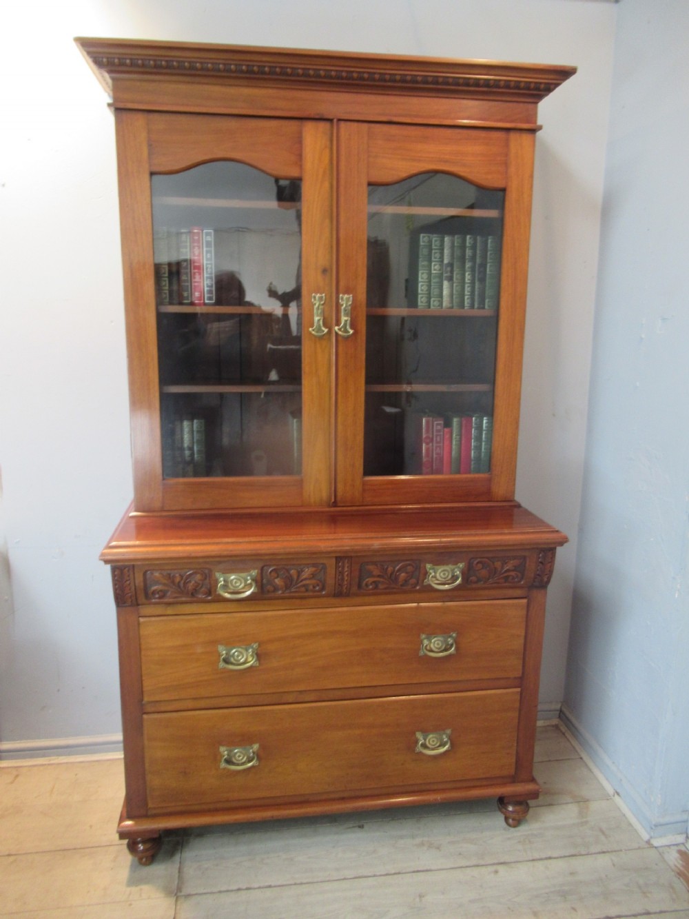 Edwardian mahogany bookcase on chest 