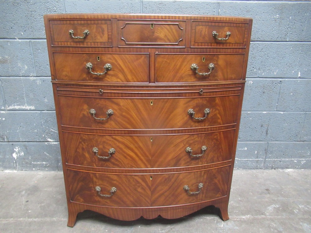 Good mahogany bow front  chest of drawers in the antique style.