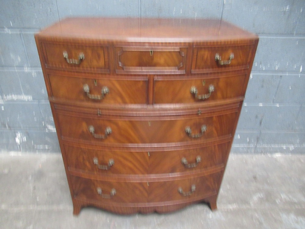 Good mahogany bow front  chest of drawers in the antique style. View XII