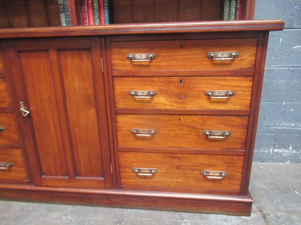 Large Victorian mahogany open bookcase View VII