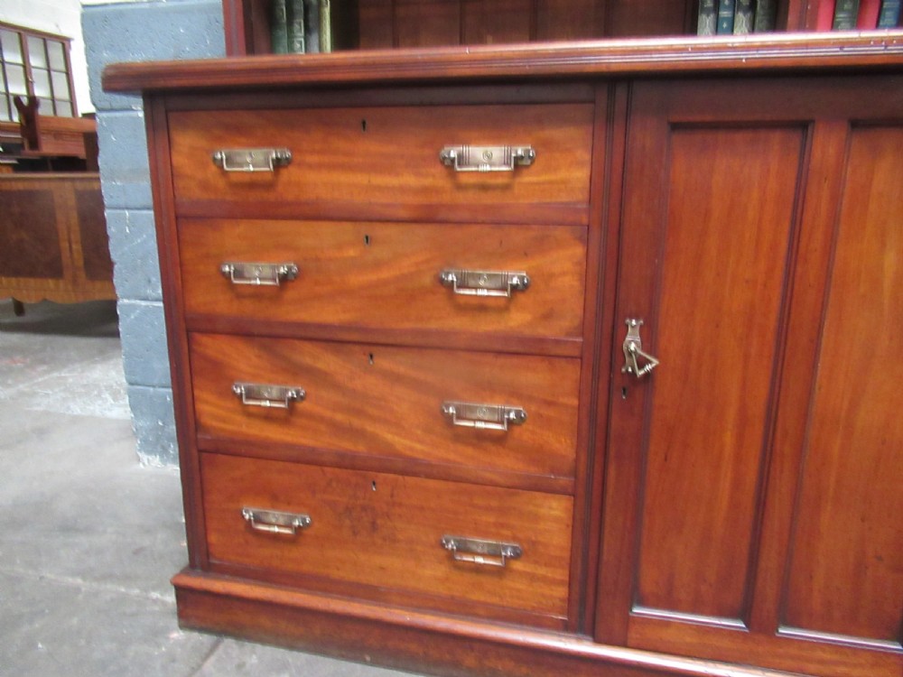 Large Victorian mahogany open bookcase View VIII