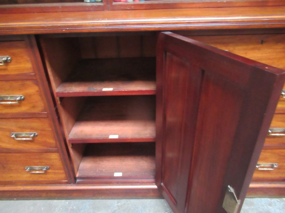 Large Victorian mahogany open bookcase View X