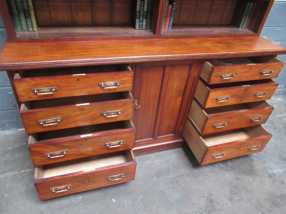 Large Victorian mahogany open bookcase View XII
