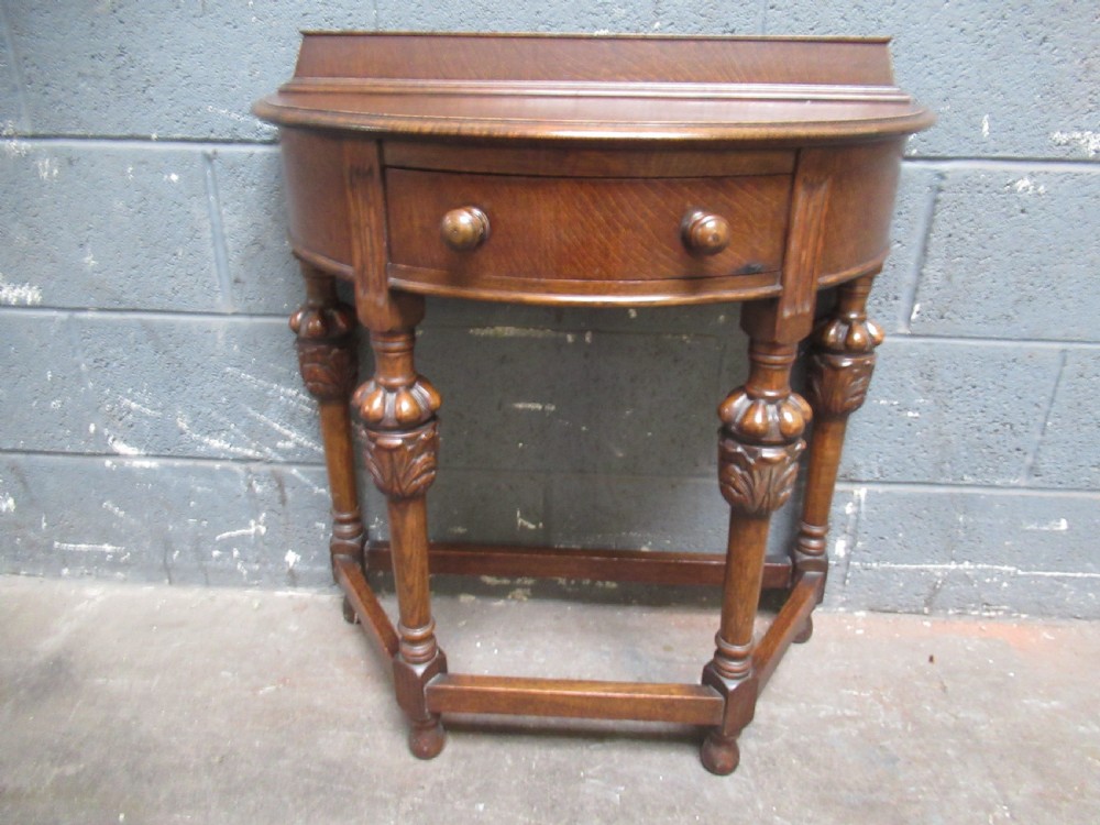 Oak  1920s   D  shaped   side table  View II