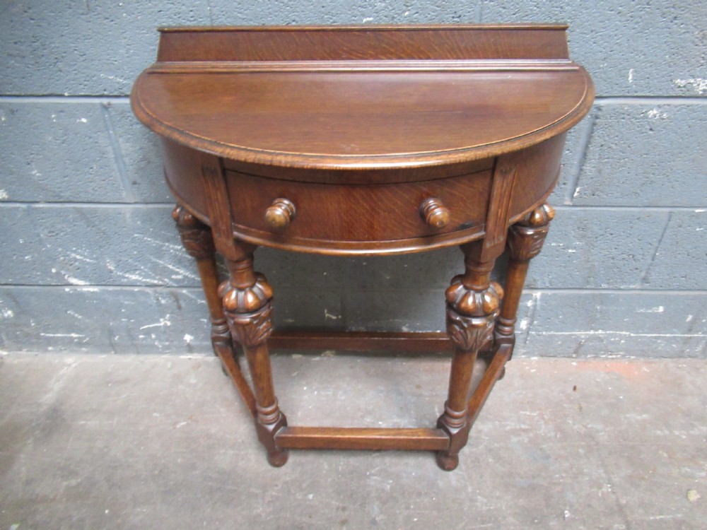 Oak  1920s   D  shaped   side table  View IV