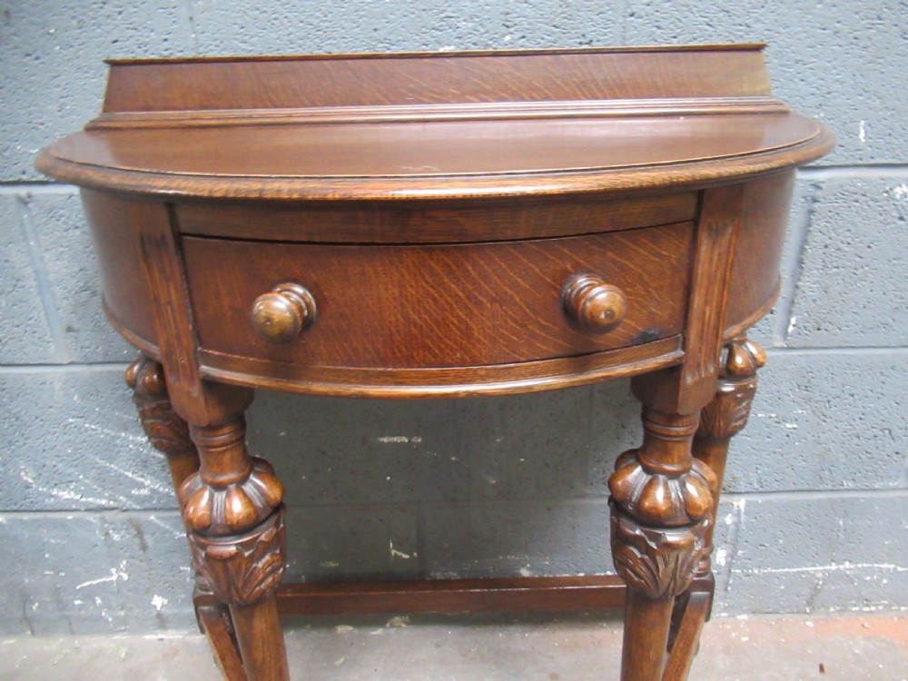 Oak  1920s   D  shaped   side table  View IX