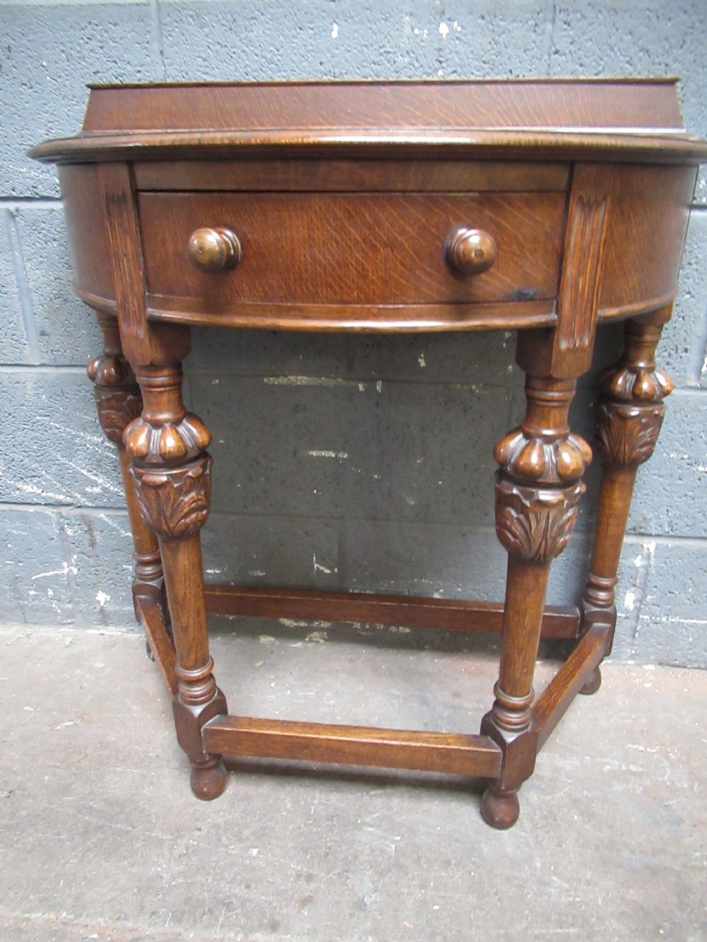 Oak  1920s   D  shaped   side table 