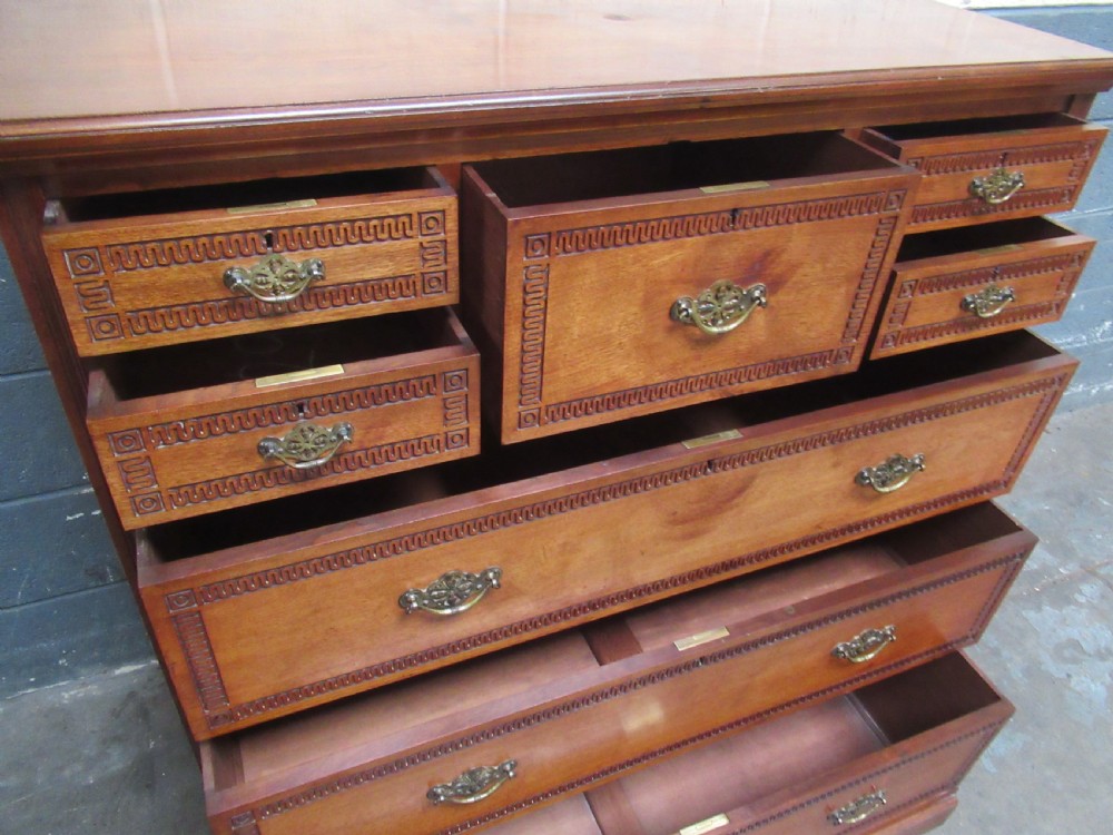 Victorian mahogany chest of drawers by Jas Shoolbred    London View XIII