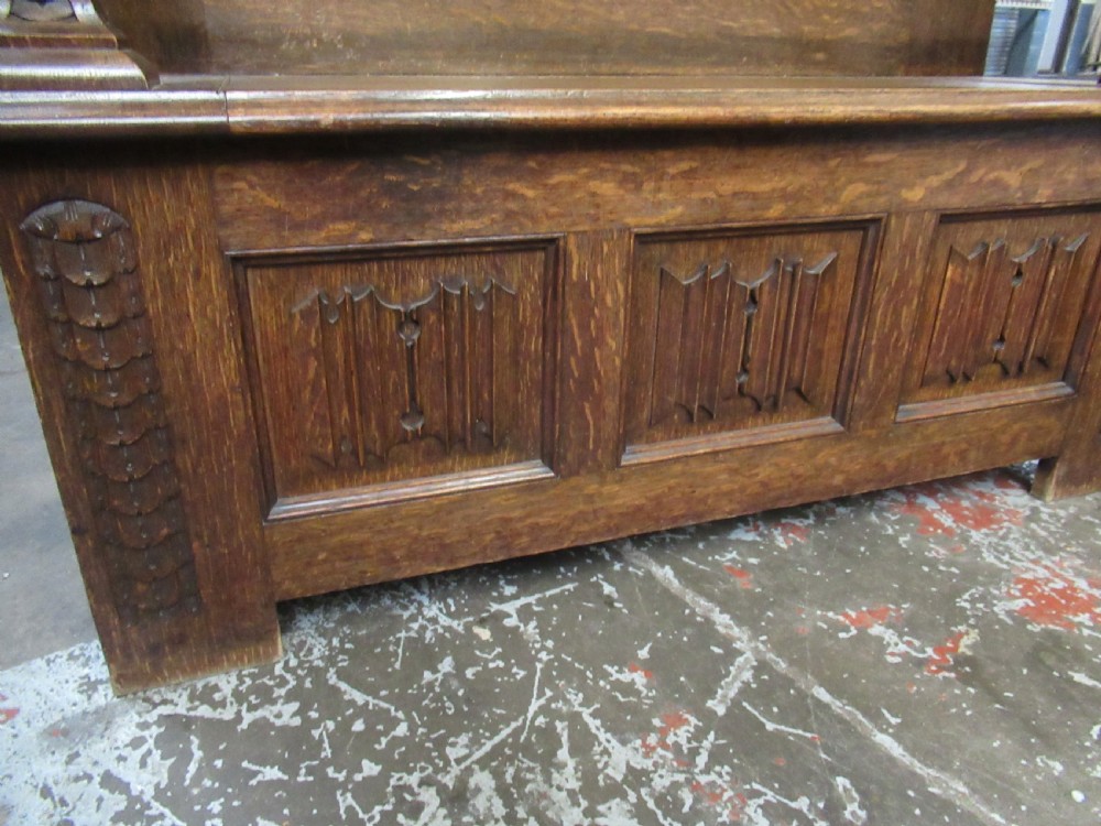 Late Victorian   oak lid bench seat  View III