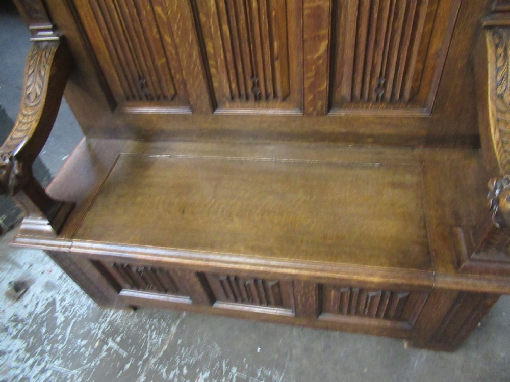 Late Victorian   oak lid bench seat  View X