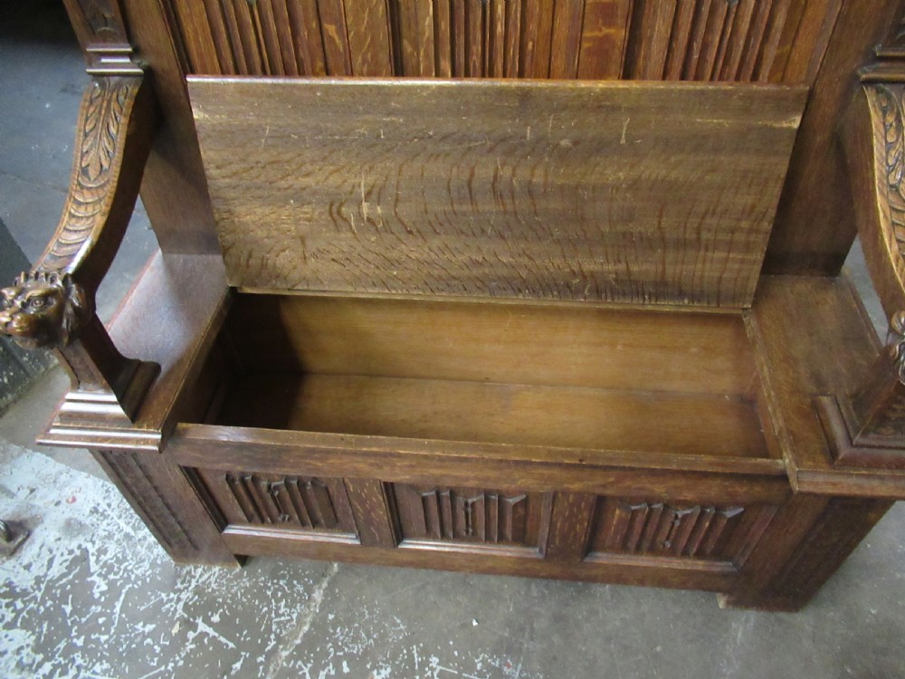 Late Victorian   oak lid bench seat  View XI