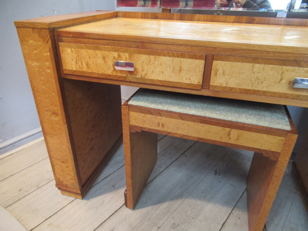 Art Deco  walnut and birds eye Maple   dressing table and stool View IV