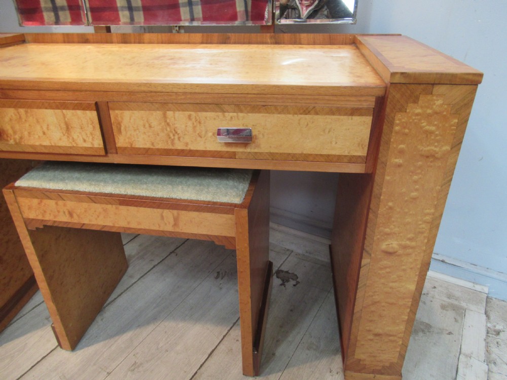 Art Deco  walnut and birds eye Maple   dressing table and stool View V