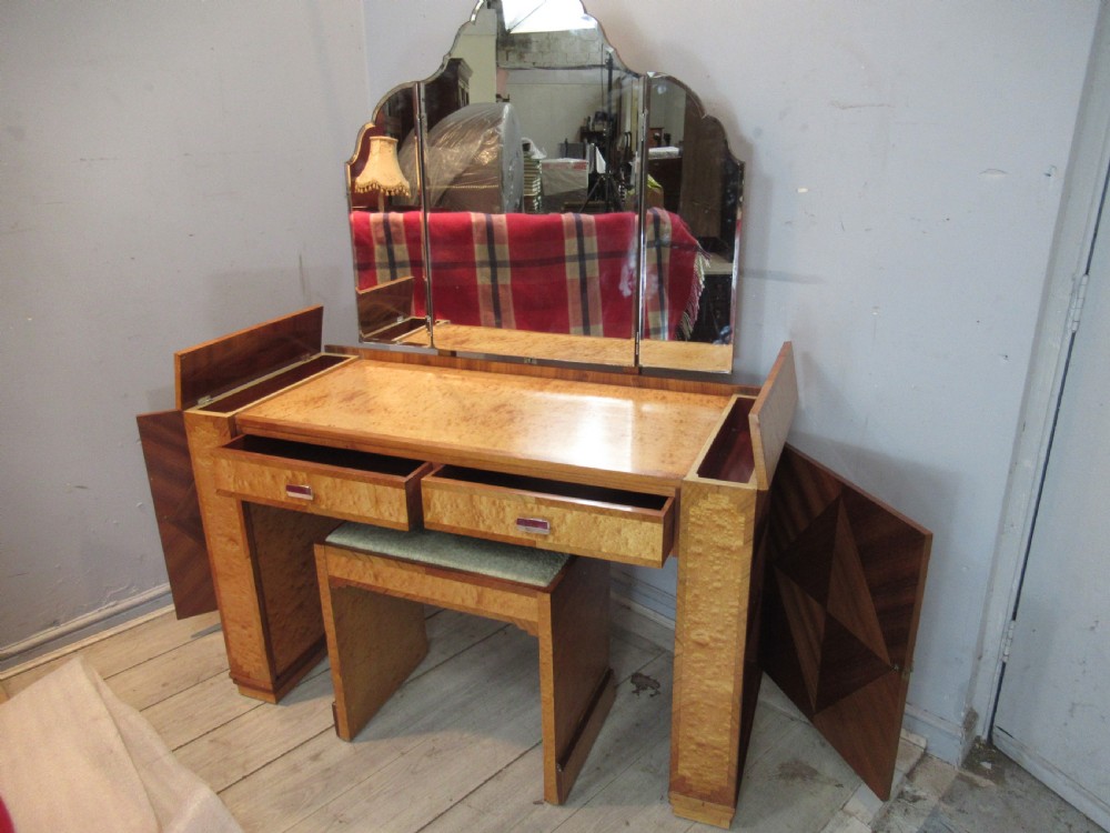 Art Deco  walnut and birds eye Maple   dressing table and stool View VI