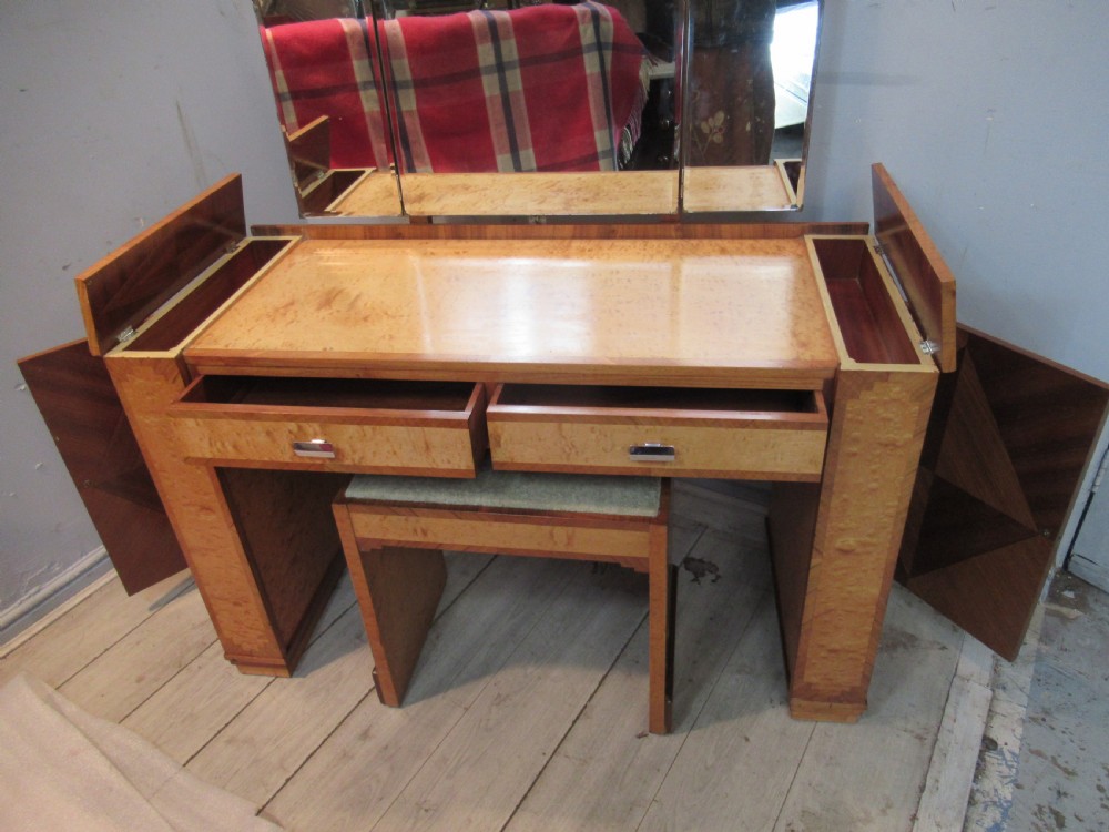 Art Deco  walnut and birds eye Maple   dressing table and stool View VII