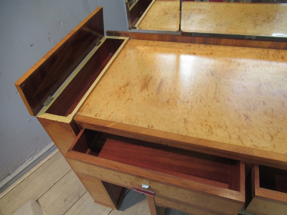 Art Deco  walnut and birds eye Maple   dressing table and stool View XI