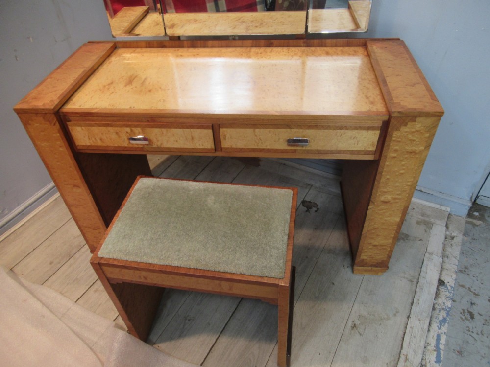 Art Deco  walnut and birds eye Maple   dressing table and stool View XIII