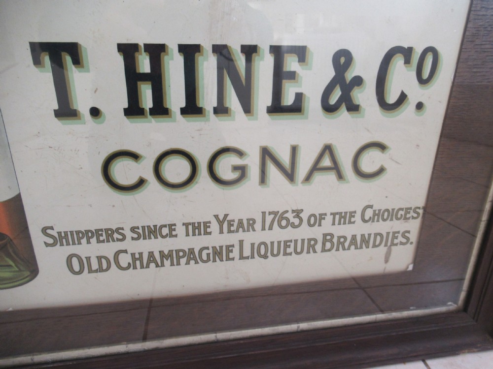 1920s oak framed Advertising  picture  for  T   Hind & co   Cognac View V