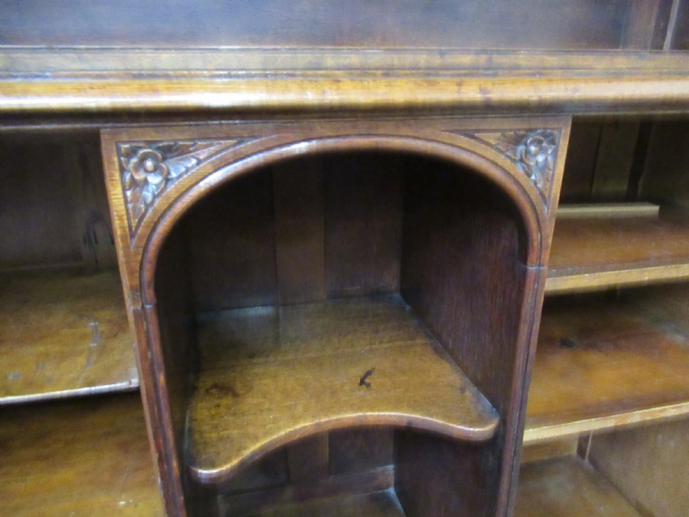 Victorian gothic oak open bookcase View VII
