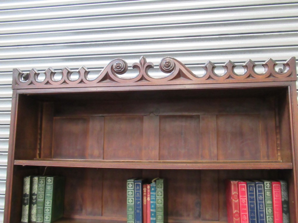 Victorian gothic oak open bookcase View XIV