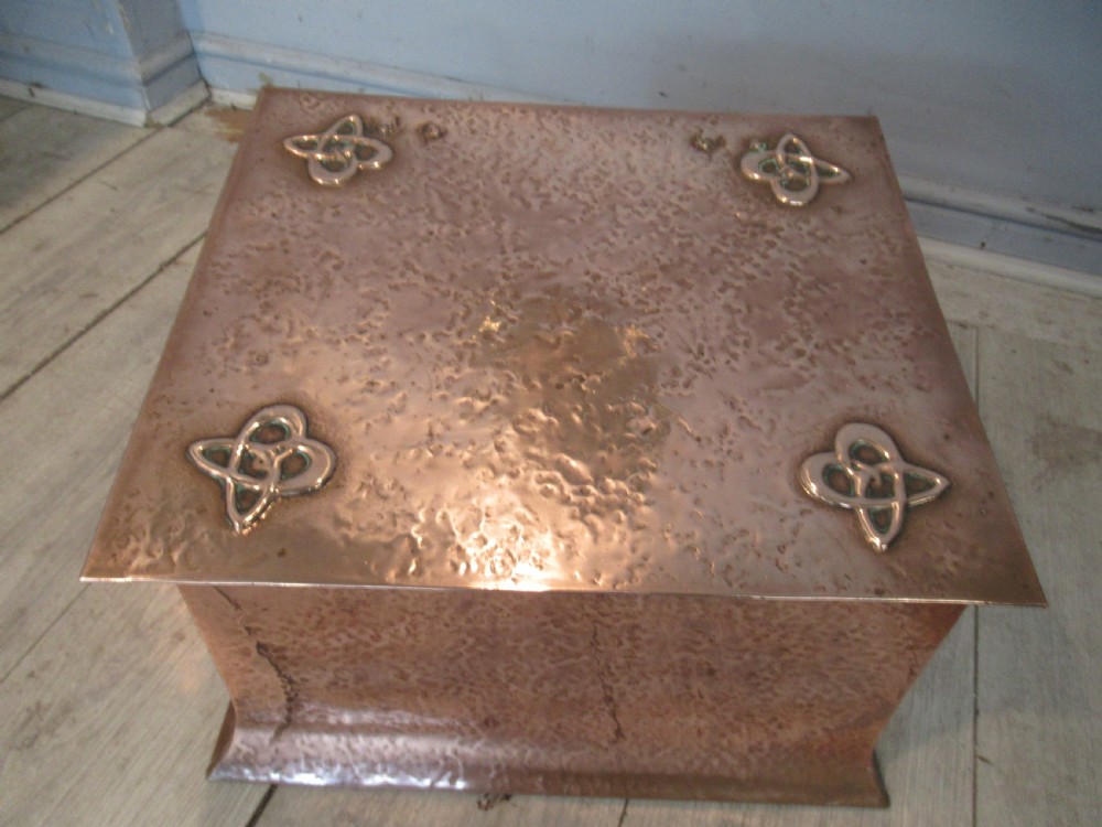 Arts  and Crafts  copper  coal bin View II
