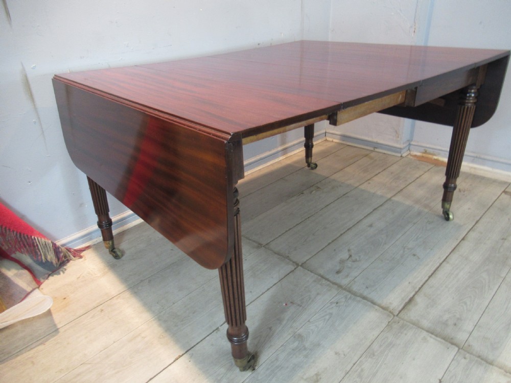 Regency drop leaf extending mahogany dining table  View IX