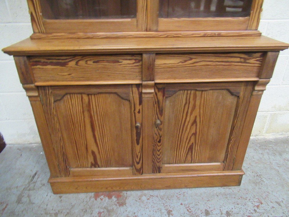 A Victorian 1880s pitch pine cupboard  bookcase View V