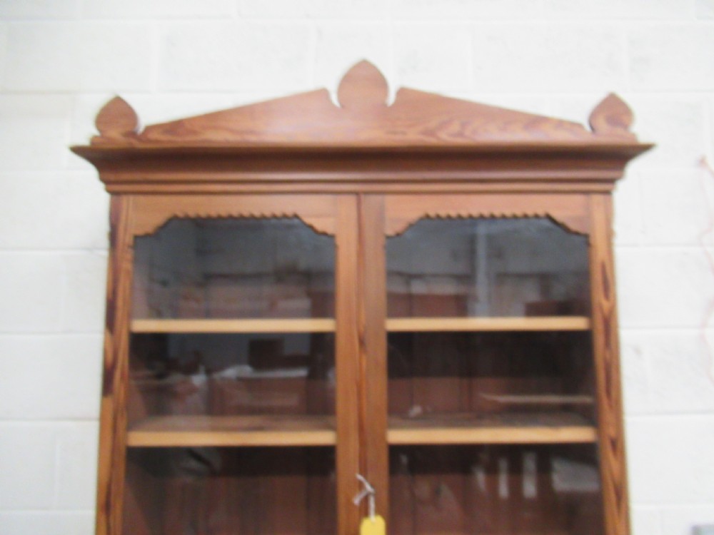 A Victorian 1880s pitch pine cupboard  bookcase View VI